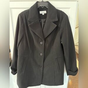 Laundry by Sheli Segal NEW Black Single Breasted Faux Wool Coat. Sz: XL